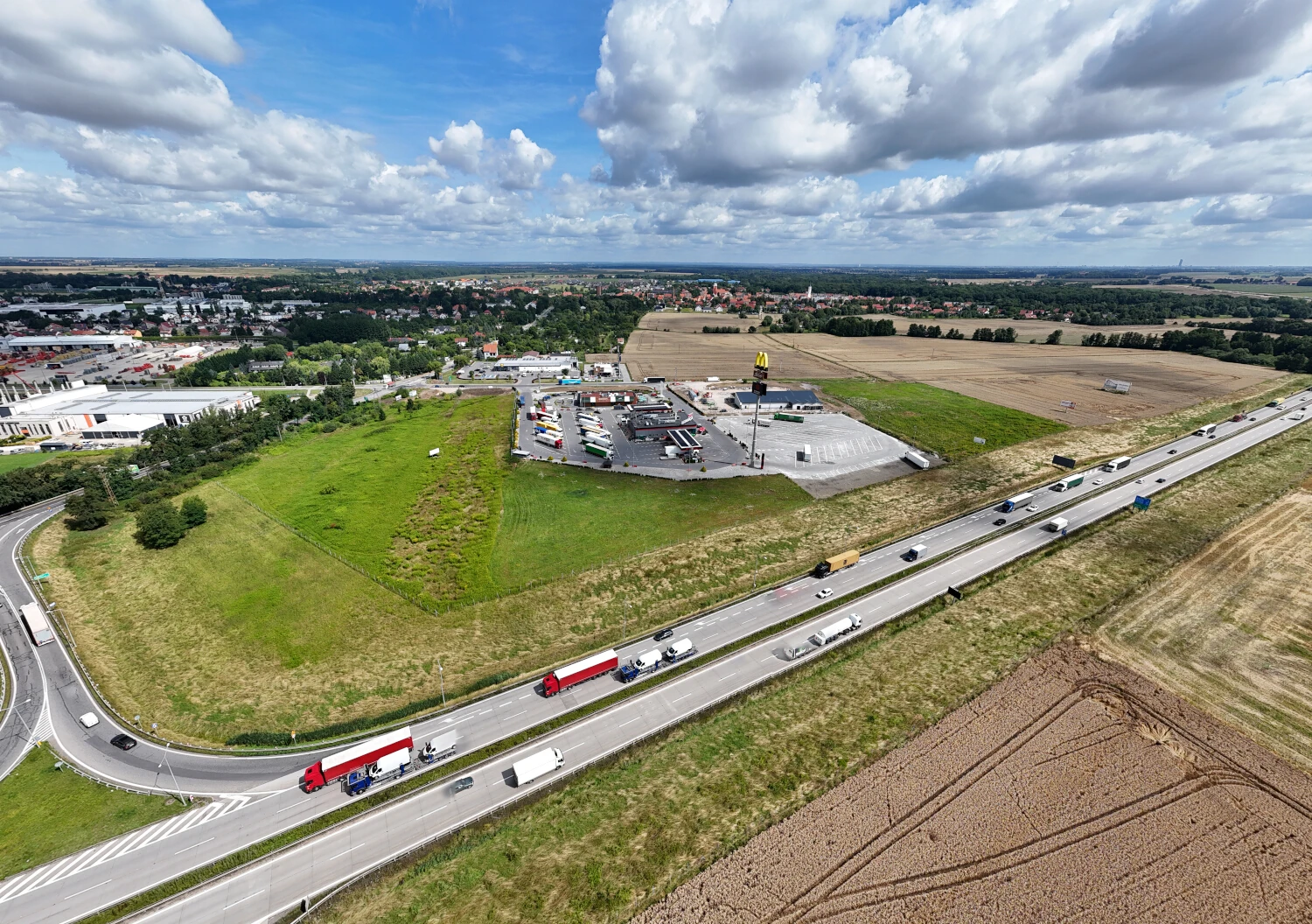Drone shot of a shopping park