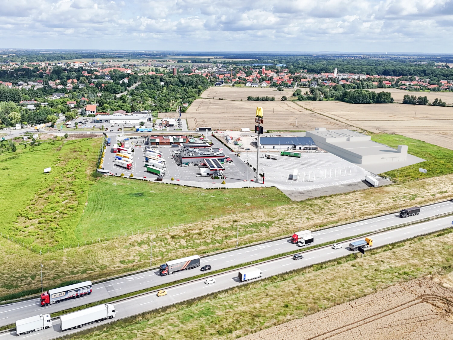 Drone shot of a shopping park